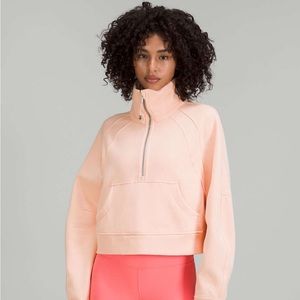 Lululemon oversized quarter-zip scuba, peach satin, M/L, worn